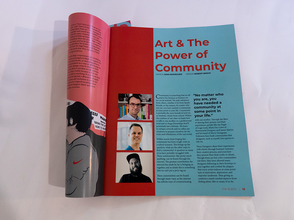 A magazine article titled 'Art & The Power Of Community'.