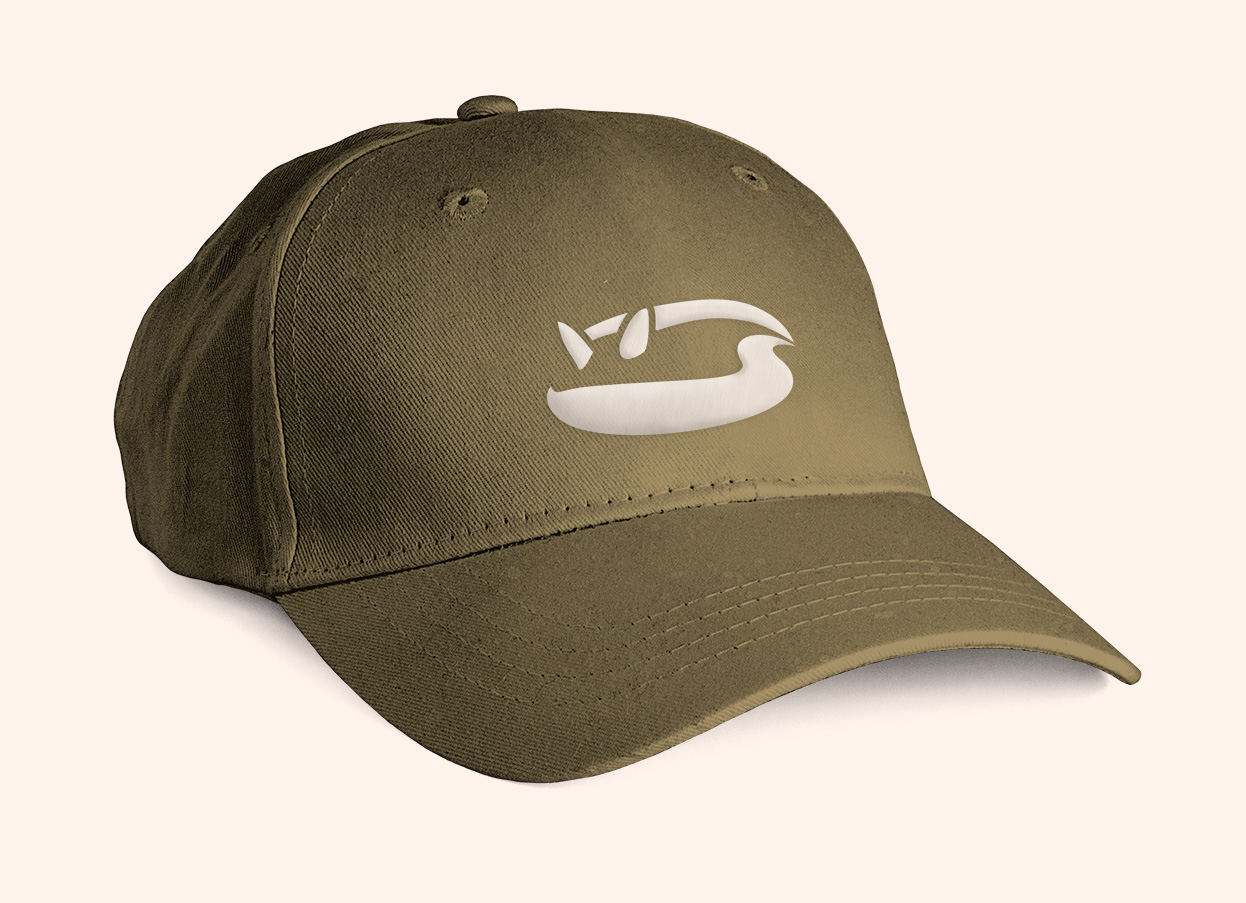 A cap embroidered with the Fox Harbor logo.